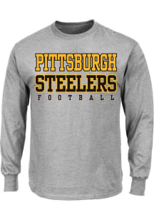 Pittsburgh Steelers Mens Grey SCREEN TEE Big and Tall Long Sleeve T-Shirt