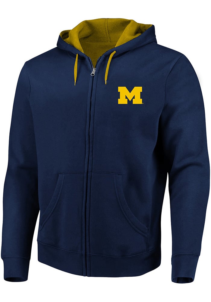 Michigan Wolverines NAVY Primary Logo Big and Tall Zip Sweatshirt