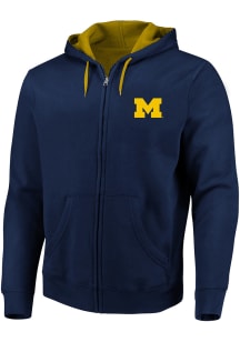 Michigan Wolverines Mens Navy Blue Primary Logo Big and Tall Zip Sweatshirt