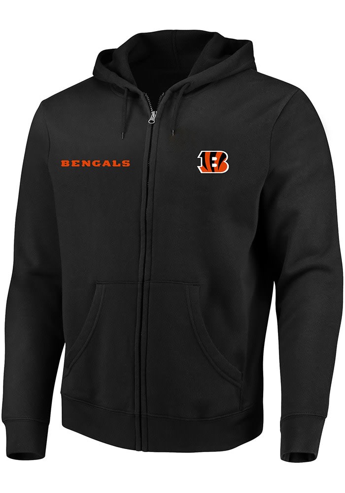 Cincinnati Bengals Mens Black Wordmark Big and Tall Zip Sweatshirt