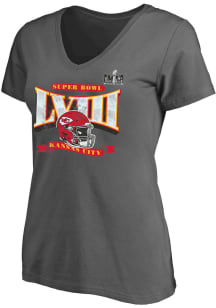 Kansas City Chiefs Womens Charcoal 2023 Super Bowl Participant Our Pastime Short Sleeve T-Shirt