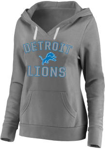 Detroit Lions Womens Grey French Terry Hooded Sweatshirt