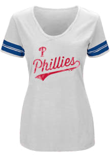 Philadelphia Phillies Womens White Contrast Short Sleeve T-Shirt