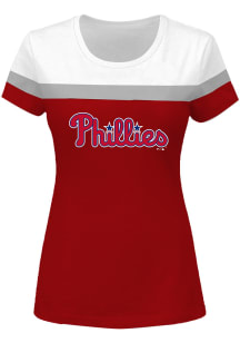 Philadelphia Phillies Womens Blue Split Short Sleeve T-Shirt