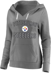 Pittsburgh Steelers Womens Grey French Terry Hooded Sweatshirt
