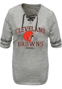 Cleveland Browns Womens Grey Lace Up Short Sleeve T-Shirt