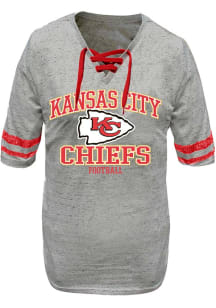 Kansas City Chiefs Womens Grey Lace Up Short Sleeve T-Shirt