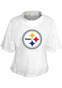 Pittsburgh Steelers Womens White Raglan Short Sleeve T-Shirt