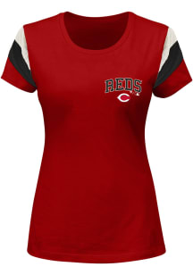Cincinnati Reds Womens Red Pieced Short Sleeve T-Shirt