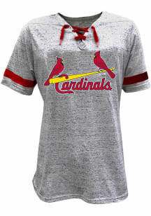 St Louis Cardinals Womens Grey Lace Up Short Sleeve T-Shirt