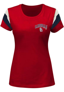 St Louis Cardinals Womens Red Pieced Short Sleeve T-Shirt