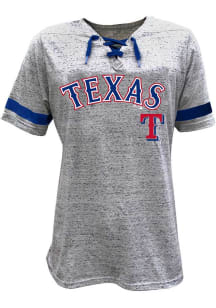 Texas Rangers Womens Grey Lace Up Short Sleeve T-Shirt