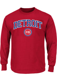 Detroit Pistons Mens Red ARCH LOGO Big and Tall Long Sleeve T-Shirt