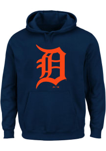 Detroit Tigers Mens Navy Blue LOGO Big and Tall Hooded Sweatshirt