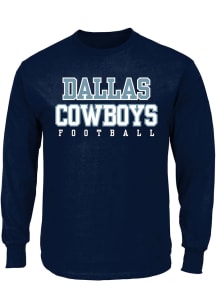 Dallas Cowboys Mens Navy Blue PRACTICE Big and Tall Long Sleeve T-Shirt