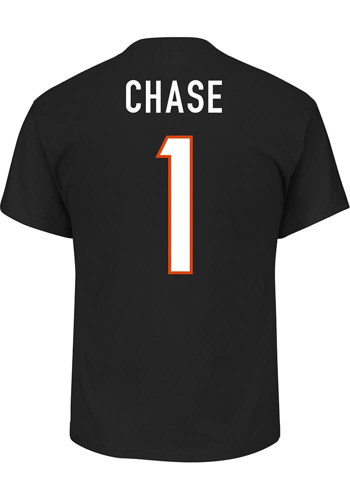 Ja'Marr Chase Cincinnati Bengals Men's Orange Name & Number Logo T-Shirt 