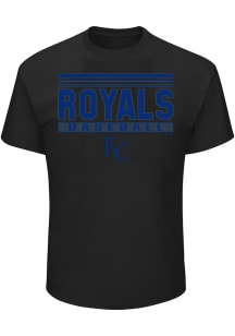 Kansas City Royals Mens Black Team Name Stack Big and Tall T-Shirt