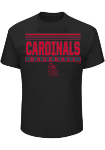 St Louis Cardinals Mens Black Team Name Stack Big and Tall T-Shirt