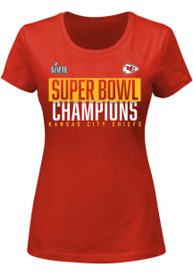 Kansas City Chiefs Womens Red 2022 Super Bowl Champs Foam Finger Short Sleeve T-Shirt