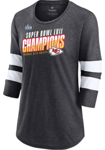 Kansas City Chiefs Womens Charcoal 2022 Super Bowl Champs Victory Formation LS Tee