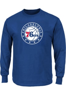 Philadelphia 76ers Mens Blue Logo Big and Tall Long Sleeve T-Shirt