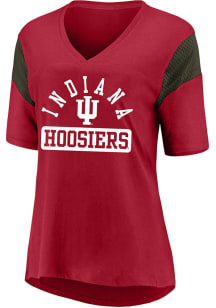 Indiana Hoosiers Contrast Sleeve Short Sleeve T-Shirt - Crimson