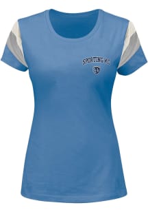 Sporting Kansas City Womens Navy Blue Pieced Short Sleeve T-Shirt