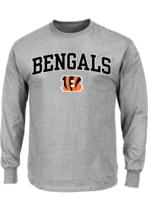 Cincinnati Bengals Mens Grey Team Name Big and Tall Long Sleeve T-Shirt