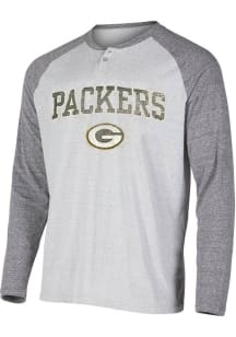 Green Bay Packers Mens Grey Raglan Big and Tall Long Sleeve T-Shirt