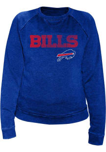 Buffalo Bills Womens Blue Raglan Distressed Crew Sweatshirt