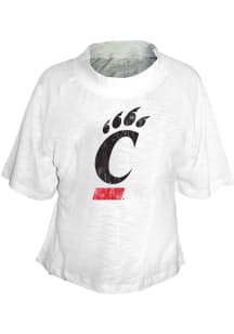Cincinnati Bearcats Womens White Drop Shoulder Raglan+ Short Sleeve T-Shirt