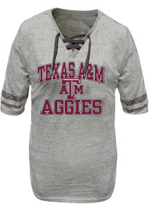 Texas A&amp;M Aggies Womens Grey Lace Up+ Short Sleeve T-Shirt