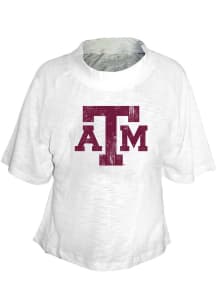 Texas A&amp;M Aggies Womens White Drop Shoulder Raglan+ Short Sleeve T-Shirt