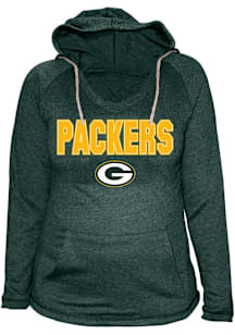 Green Bay Packers Womens Green Raw Edge Hooded Sweatshirt