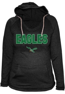 Philadelphia Eagles Womens Black Raw Edge Hooded Sweatshirt