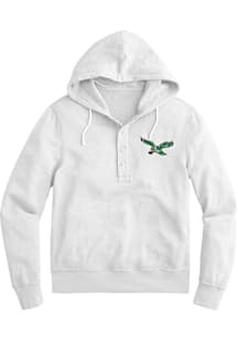 Philadelphia Eagles Womens White Henley Hooded Sweatshirt