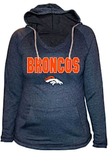 Denver Broncos Womens Navy Blue Raw Edge Hooded Sweatshirt