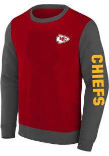 Kansas City Chiefs Mens Red Contrast Body and Sleeve Big and Tall Crew Sweatshirt