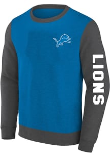 Detroit Lions Mens Blue Contrast Body and Sleeve Big and Tall Crew Sweatshirt