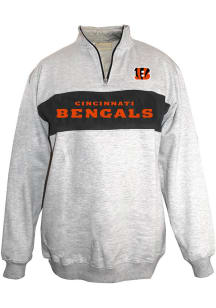 Cincinnati Bengals Mens Grey Contrast Pieced Front Body Big and Tall 1/4 Zip Pullover