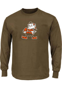 Cleveland Browns Mens Brown Primary Logo Big and Tall Long Sleeve T-Shirt