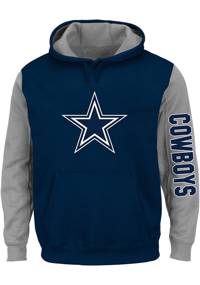 Dallas Cowboys Contrast Sleeve Navy Blue Hoodie