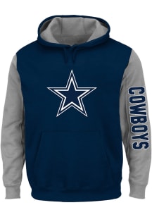 Dallas Cowboys Mens Navy Blue Contrast Sleeve Big and Tall Hooded Sweatshirt