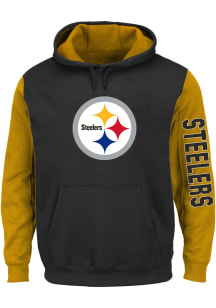 Pittsburgh Steelers Mens Black Contrast Sleeve Big and Tall Hooded Sweatshirt