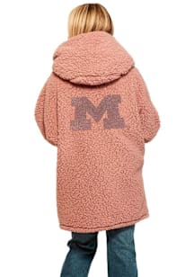 Jill Martin Michigan Wolverines Womens Pink Bedazzled Romantic Lounger Medium Weight Jacket