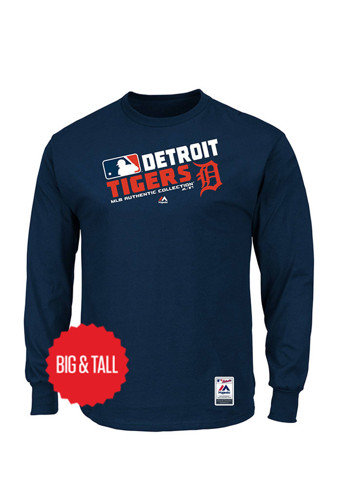Eternal Fortune Fashion, LLC (Waitex) Detroit Tigers Navy Blue Big and Tall Long Sleeve T-Shirt, Navy Blue, 100% Cotton, Size XLT, Rally House