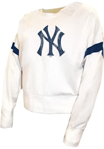 New York Yankees Womens White Contrast Crew Sweatshirt