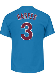 Bryce Harper Philadelphia Phillies Mens Name and Number Big and Tall Player Tee - Light Blue