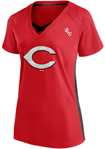 Cincinnati Reds Womens Lace Up Fashion Baseball Jersey - Red