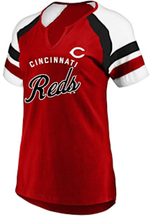 Cincinnati Reds Womens Red Raglan Short Sleeve T-Shirt